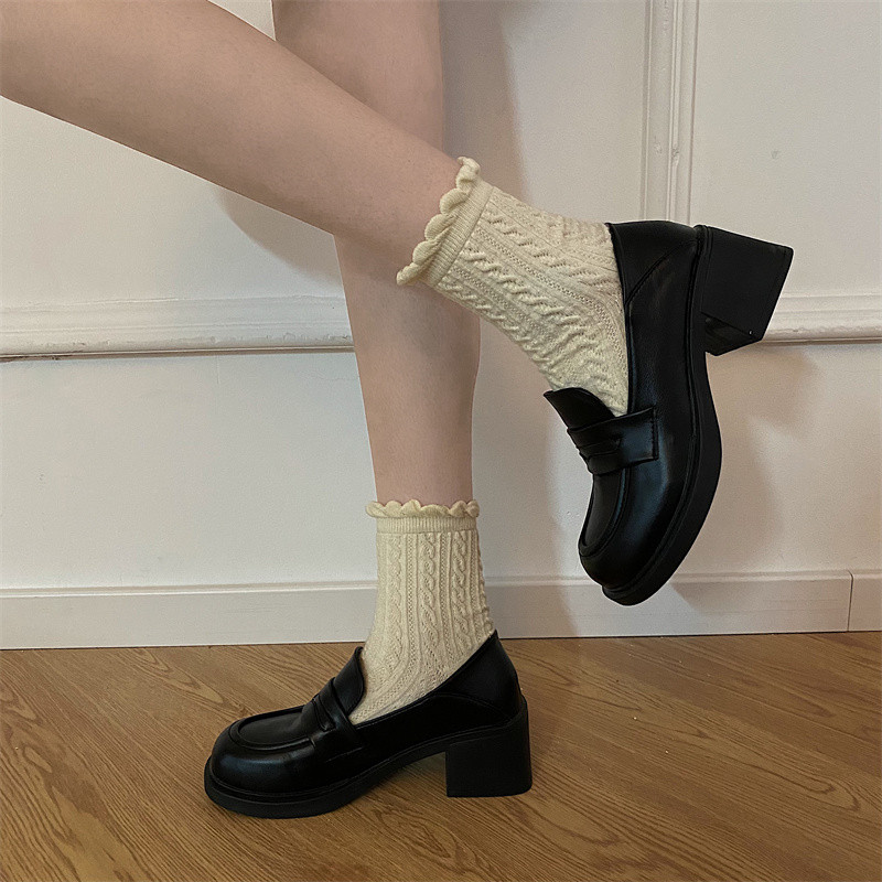 黑色乐福鞋女2025新款春秋百搭玛丽珍单鞋厚底增高跟小皮鞋jk鞋子,淘宝优惠券,粉丝福利购,淘宝优惠卷