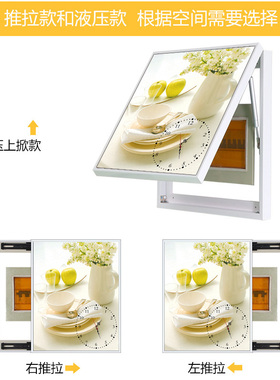 餐厅遮挡竖版推拉电表箱装饰画