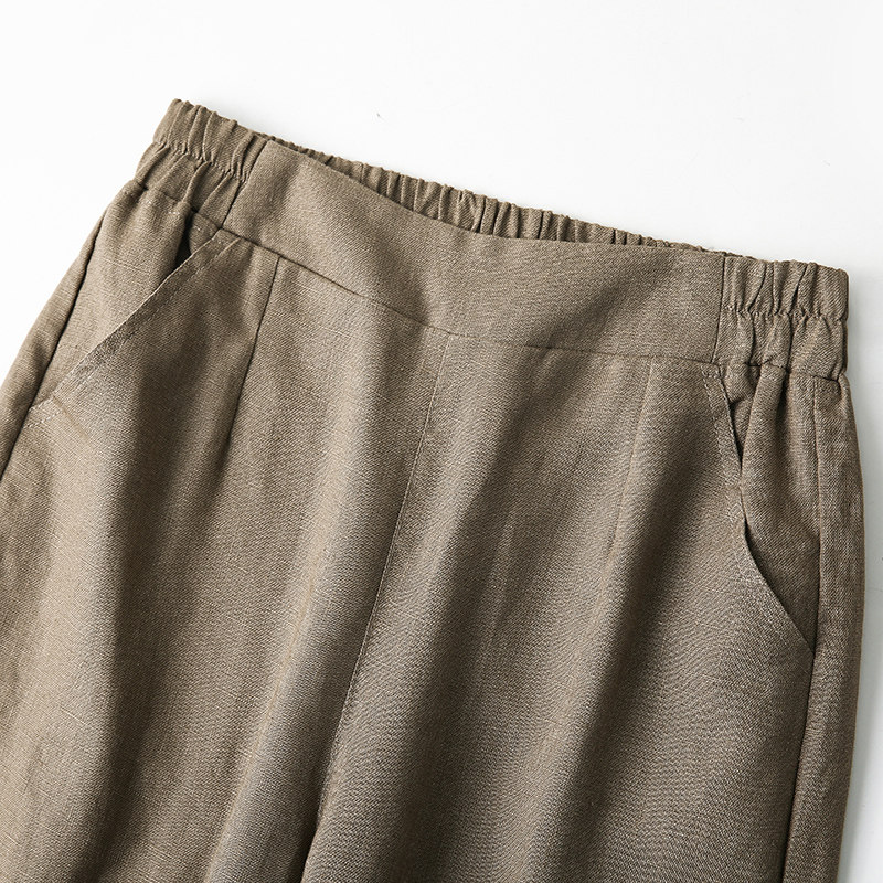 亚麻阔腿裤春秋宽松高腰垂感休闲裤 斐娜服饰休闲裤