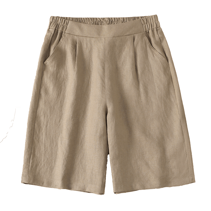 亚麻五分裤女夏宽松新款棉麻短裤 斐娜服饰休闲裤