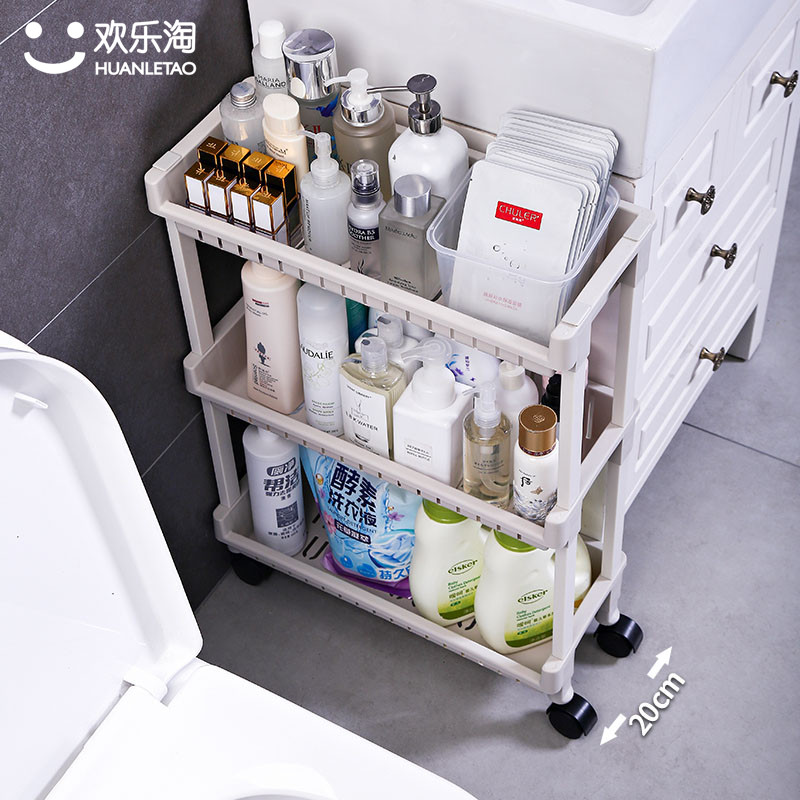 浴室卫生间厨房客厅20cm夹缝置物架落地冰箱侧边角缝隙小收纳柜架 - 图0