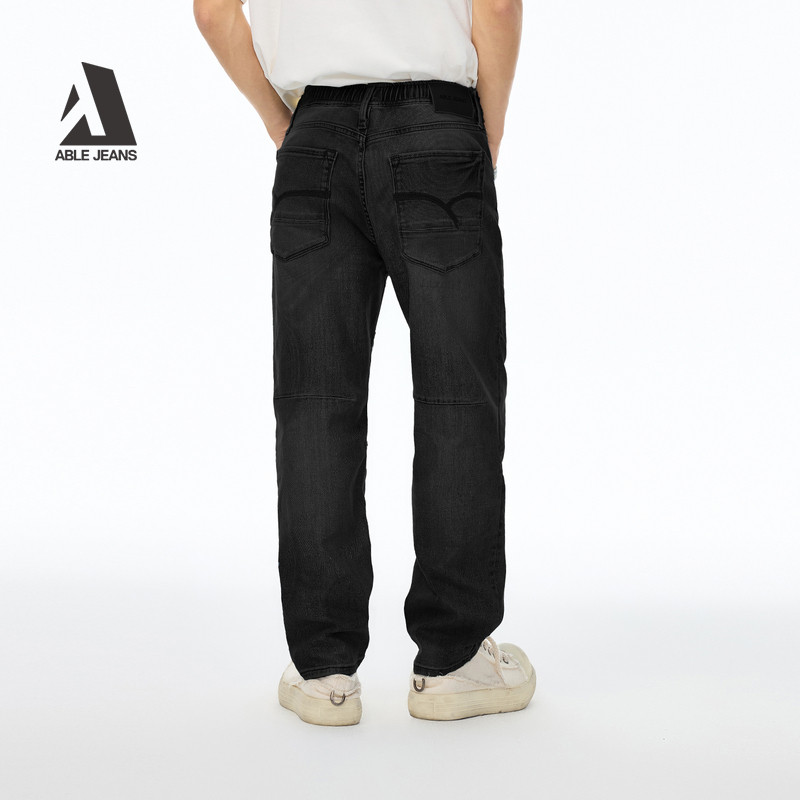 ABLE JEANS【束腰直筒滑板裤】25冬男士加绒保暖宽松运动牛仔裤,淘宝优惠券,粉丝福利购,淘宝优惠卷