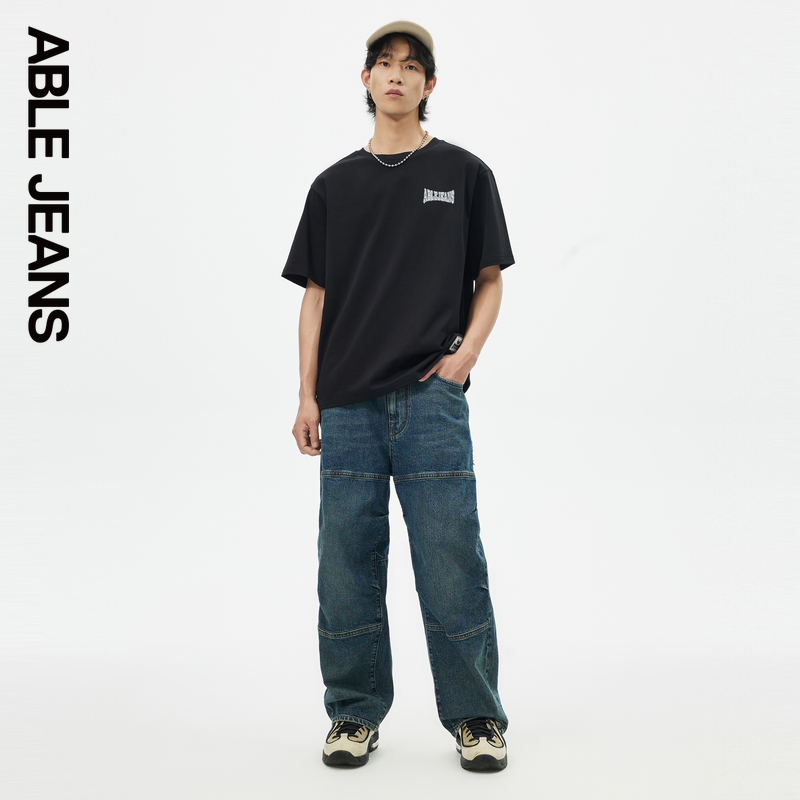 ABLE JEANS【直筒滑板裤】男士侧拉链袋水洗牛仔裤 801437 - 图2