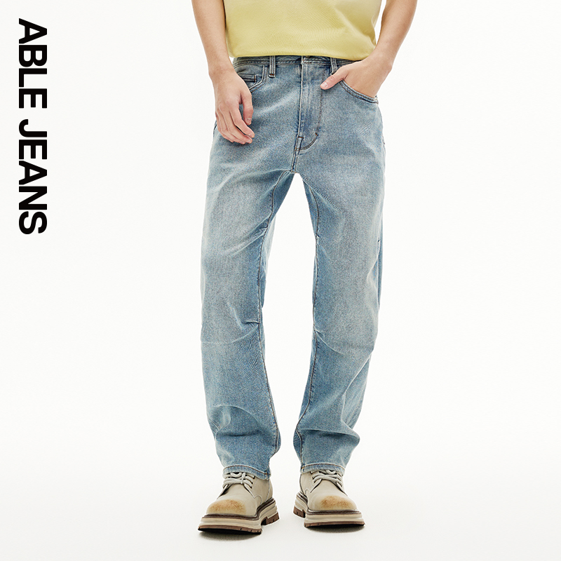 ABLE JEANS【直筒滑板裤】男士休闲直筒宽松水洗牛仔裤