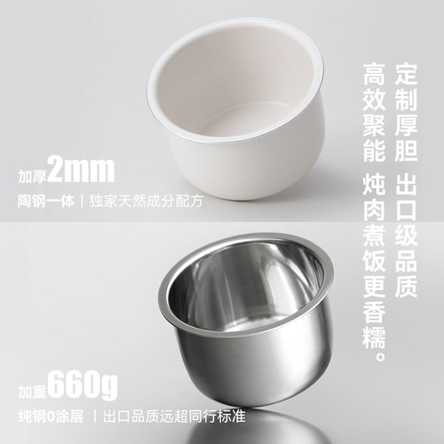 【日韩同款】olayks立时无涂层电压力锅家用小型迷你2L高压锅饭煲 - 图2