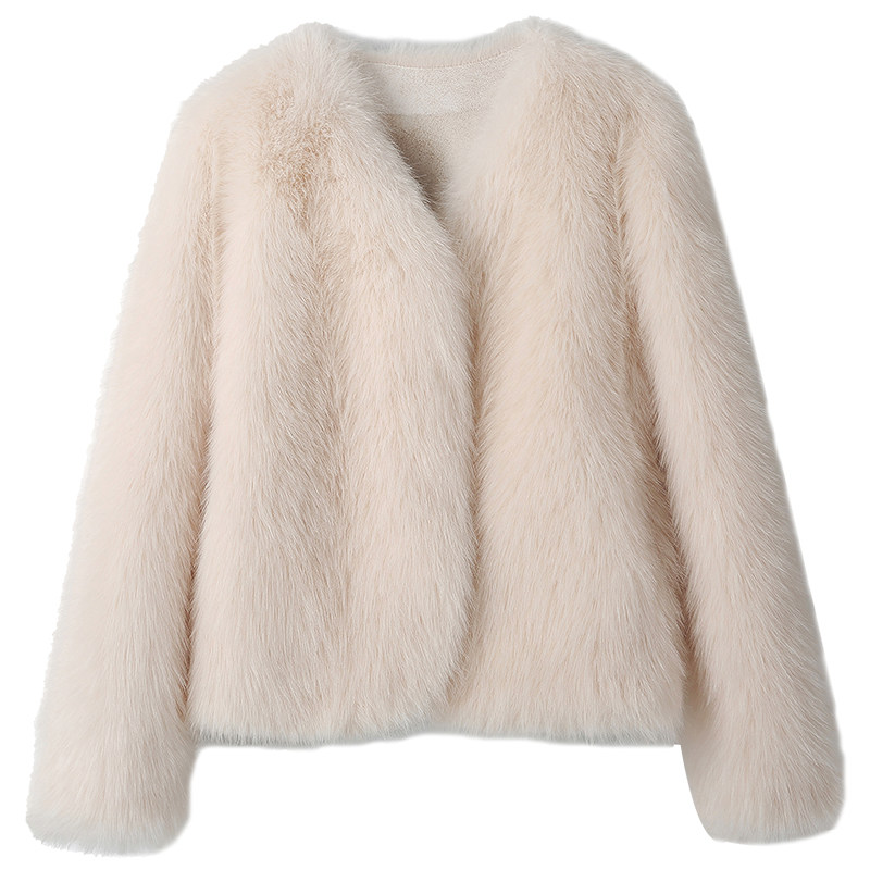 环保狐狸毛仿皮草外套女短款小个子2025年新款气质名媛长毛毛大衣