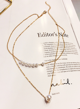 choker珍珠双层短款脖子饰品颈带