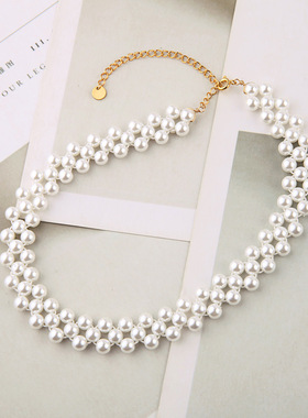 女choker欧美饰品珍珠街拍短项链