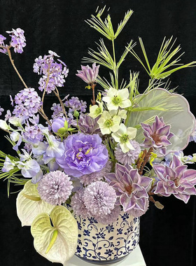 紫色年宵花福桶仿真花花材花艺