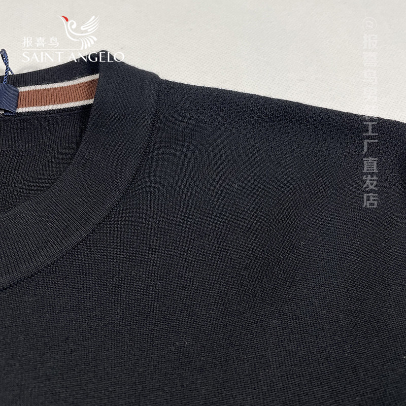 报喜鸟针织短袖男100%绵羊毛秋冬毛衣羊毛衫男款针织衫半高领上衣