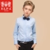 ELPA Áo sơ mi nam dài tay Trẻ em Áo sơ mi Big Boy Cotton Trắng Áo sơ mi sinh viên Anh mùa xuân và mùa thu - Áo sơ mi Áo sơ mi