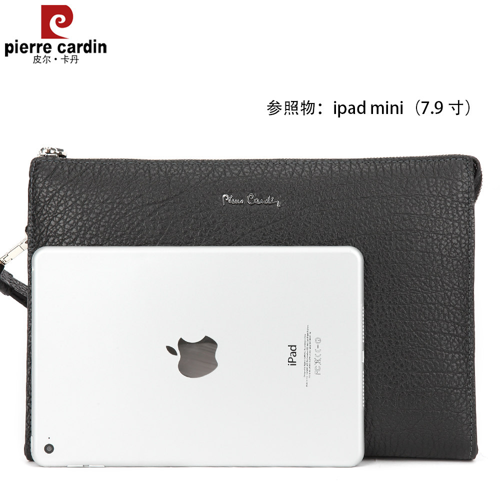 皮尔卡丹男商务头层牛皮休闲手拿包 麦带箱包男士包袋