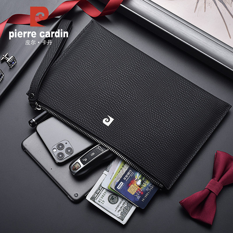 皮尔卡丹男新款真皮信封包手拿包 麦带箱包男士包袋