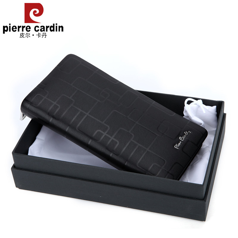 皮尔卡丹男休闲长款拉链钱包 麦带箱包钱包