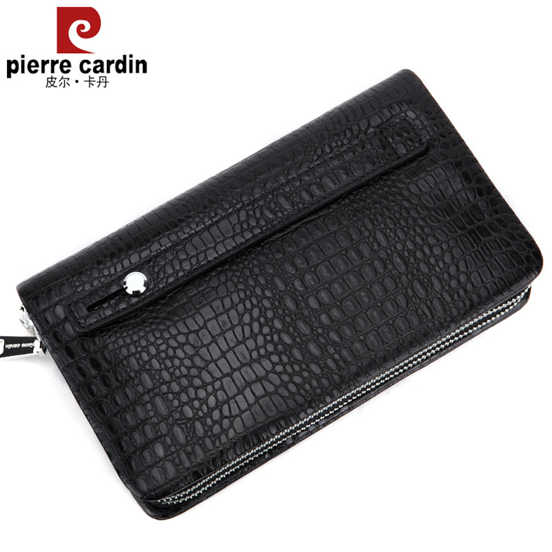 皮尔卡丹男士羊皮真皮手拿包男包 麦带箱包男士包袋