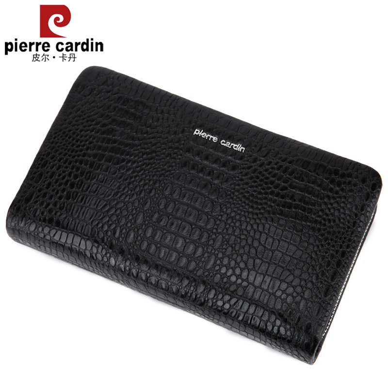 皮尔卡丹男士羊皮真皮手拿包男包 麦带箱包男士包袋