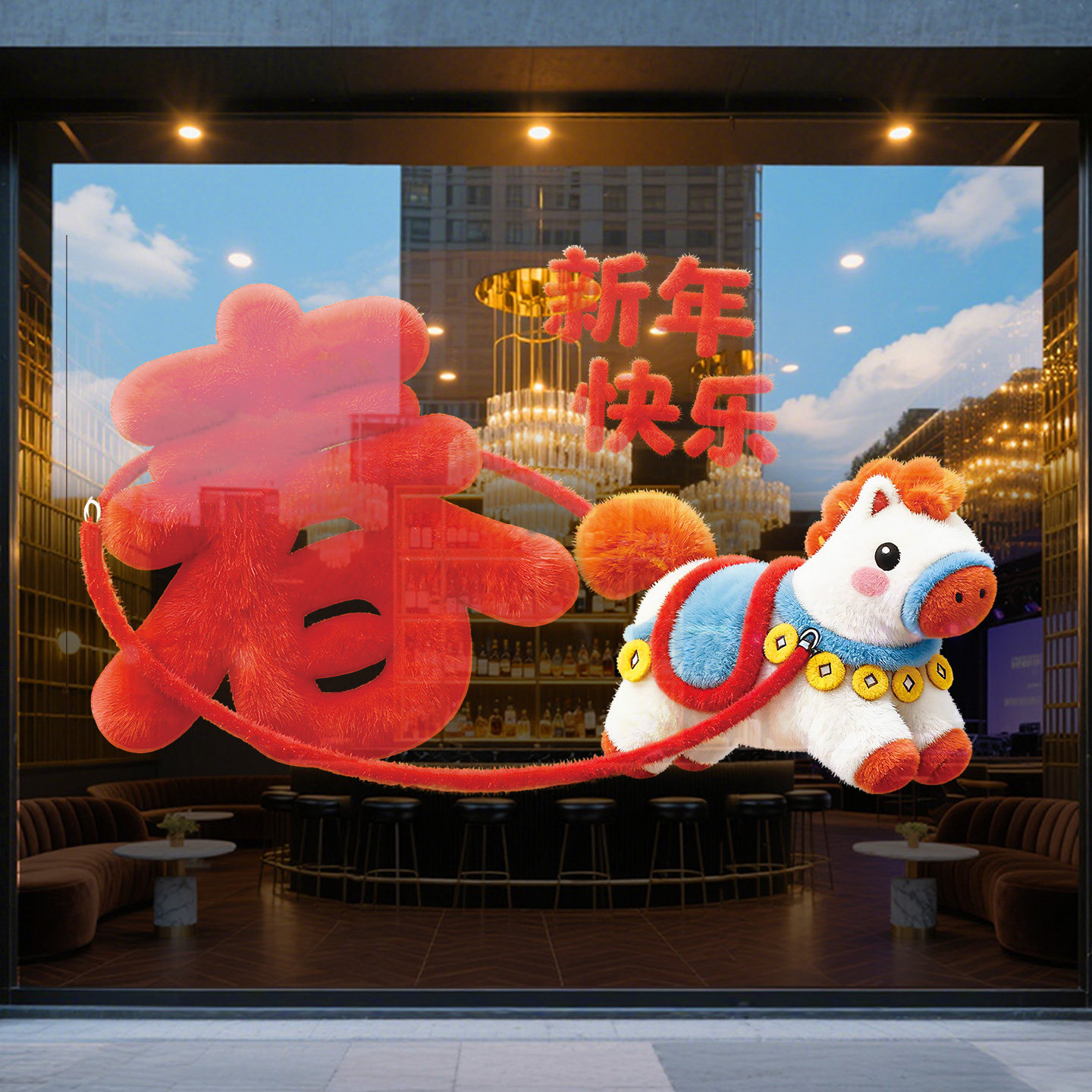 新年装饰贴纸橱窗窗贴2026贺年装扮玻璃门贴商场酒店马年春节布置,淘宝优惠券,粉丝福利购,淘宝优惠卷