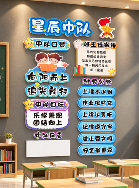 星辰中队教室布置中队角口号墙贴磁吸黑板报小学班级公约墙面装饰