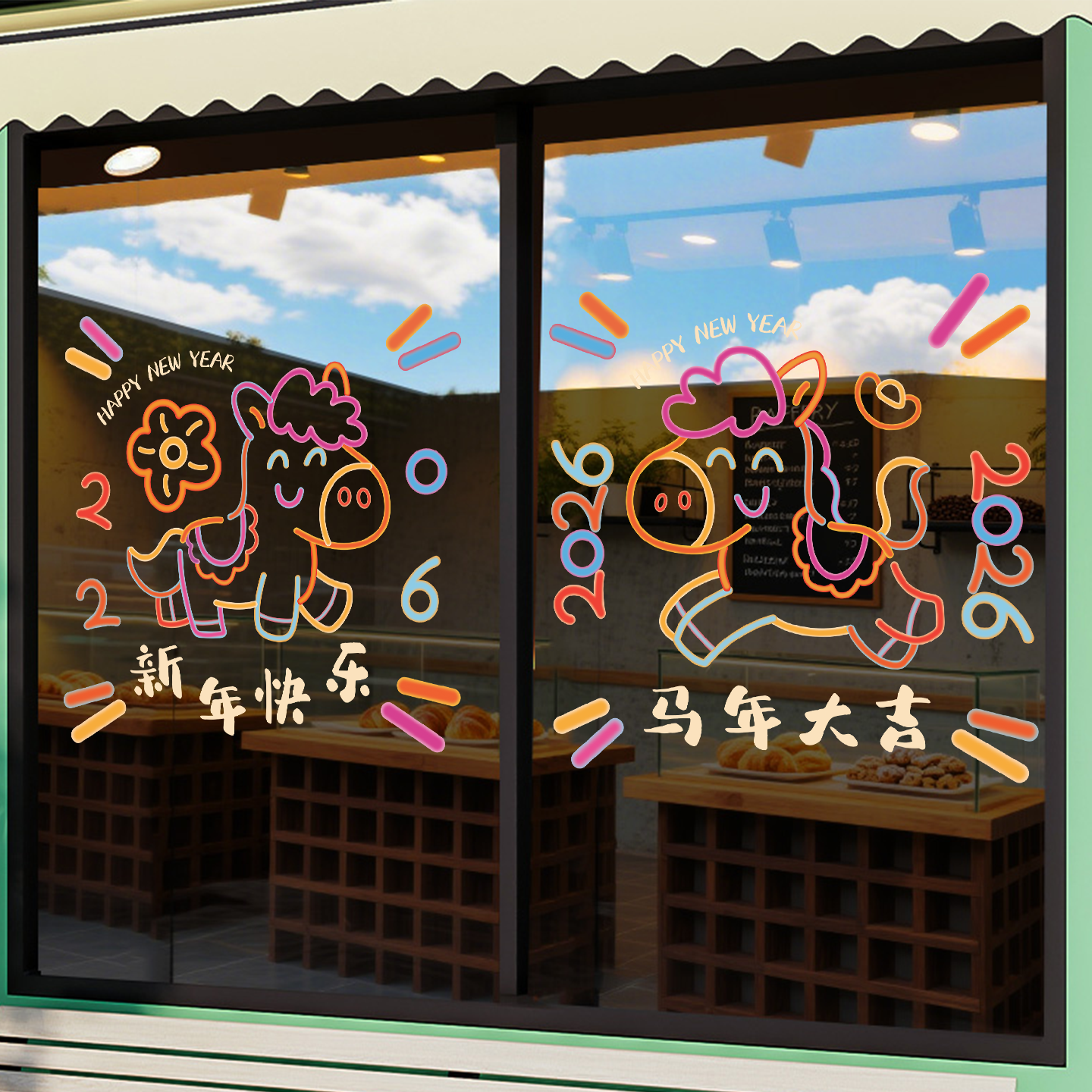 2026新年装饰贴纸创意马年窗花春节过年氛围布置橱窗贴无胶静电贴,淘宝优惠券,粉丝福利购,淘宝优惠卷