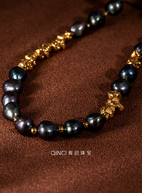 18k真金色复古小众锁骨链