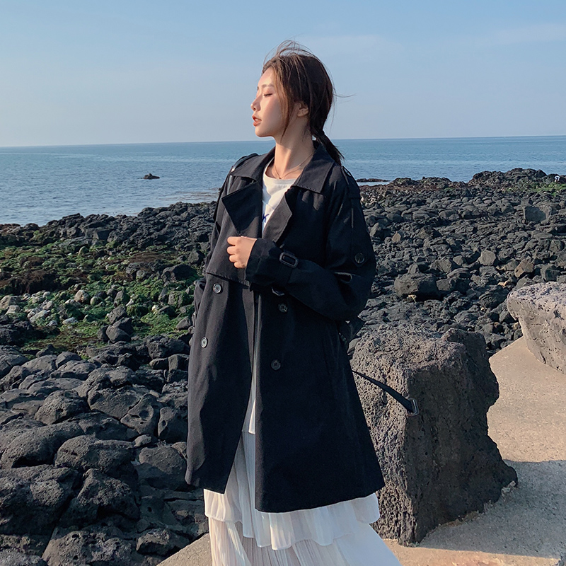 风衣女 秋季新款小个子韩版宽松学生短卡其色中长款外套女春秋 2019 风衣女 秋季新款小个子韩版宽松学生短卡其色中长款外套女春秋 2019