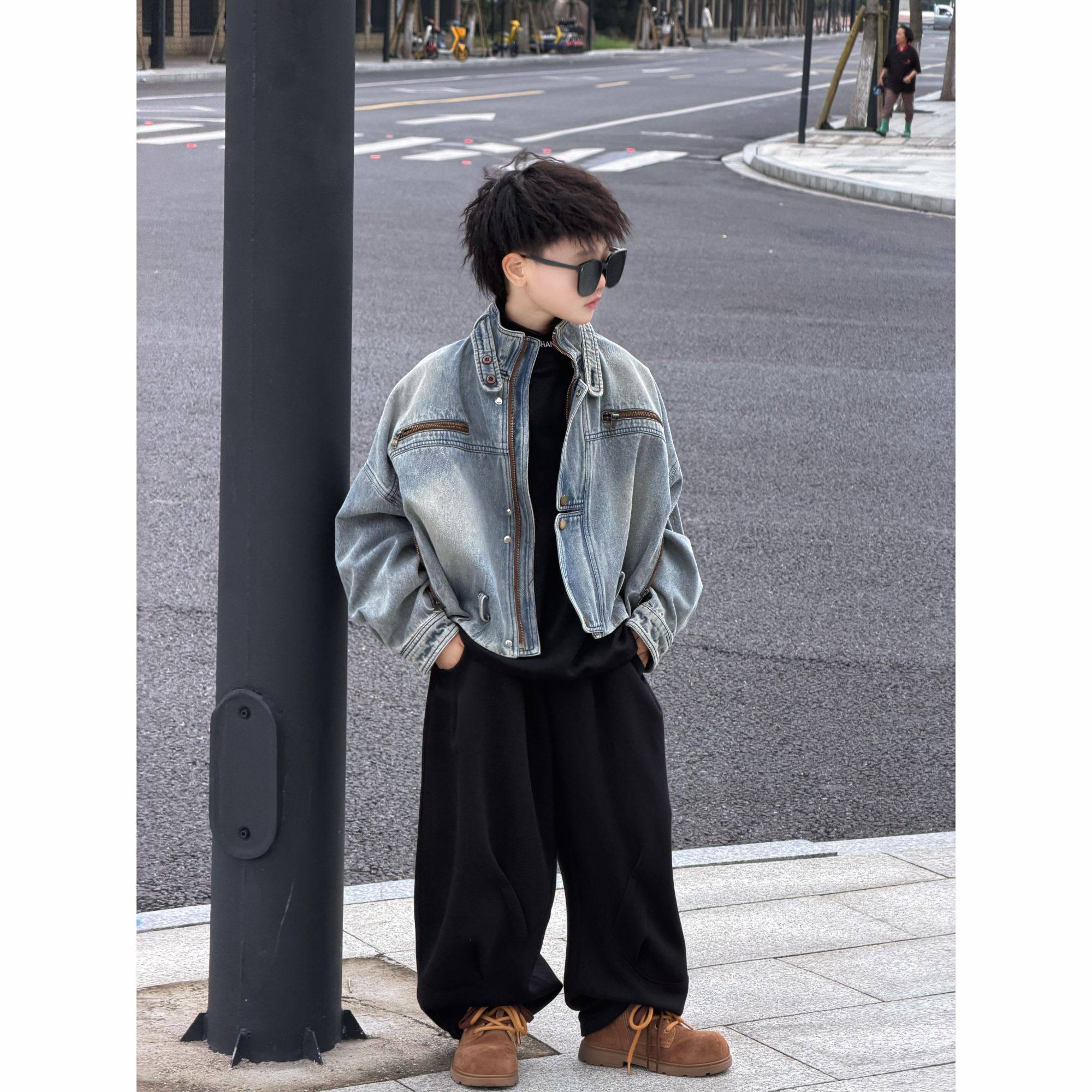 THE LUHAN【痞帅男友】秋冬港风潮酷亲子装中大童牛仔外套25675,淘宝优惠券,粉丝福利购,淘宝优惠卷