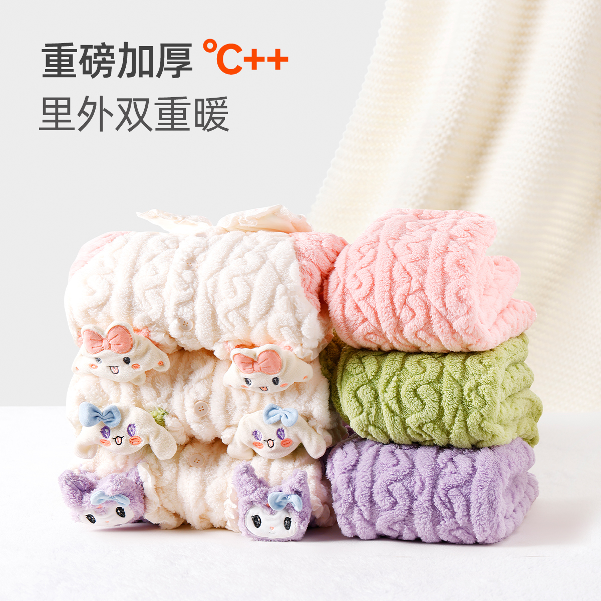 儿童睡衣加厚款法兰绒女宝宝家居服睡衣珊瑚绒套装女童睡衣秋冬季 - 图0