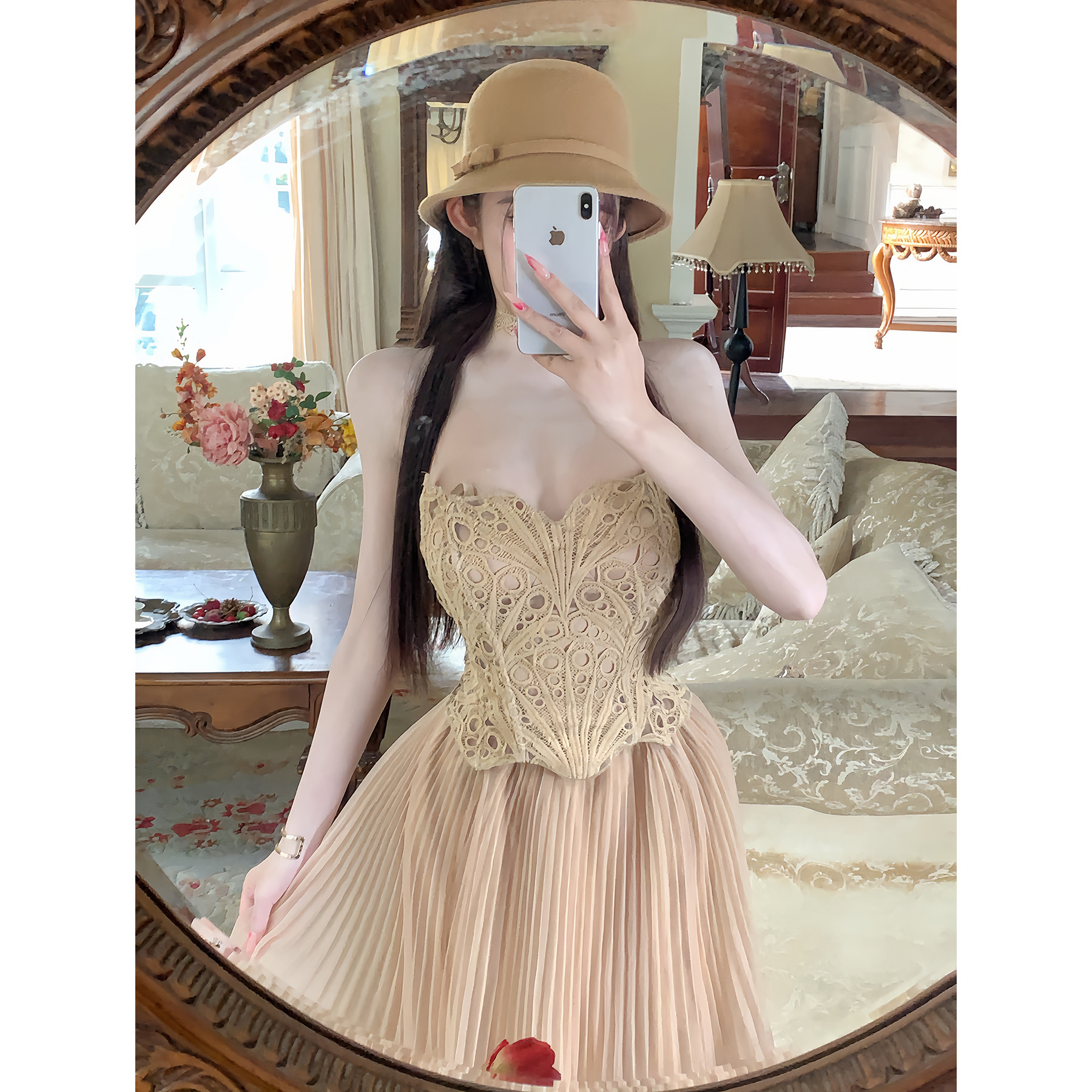 项天鹅er 富家千金小洋装女套装2025冬季法式蕾丝抹胸上衣半身裙,淘宝优惠券,粉丝福利购,淘宝优惠卷