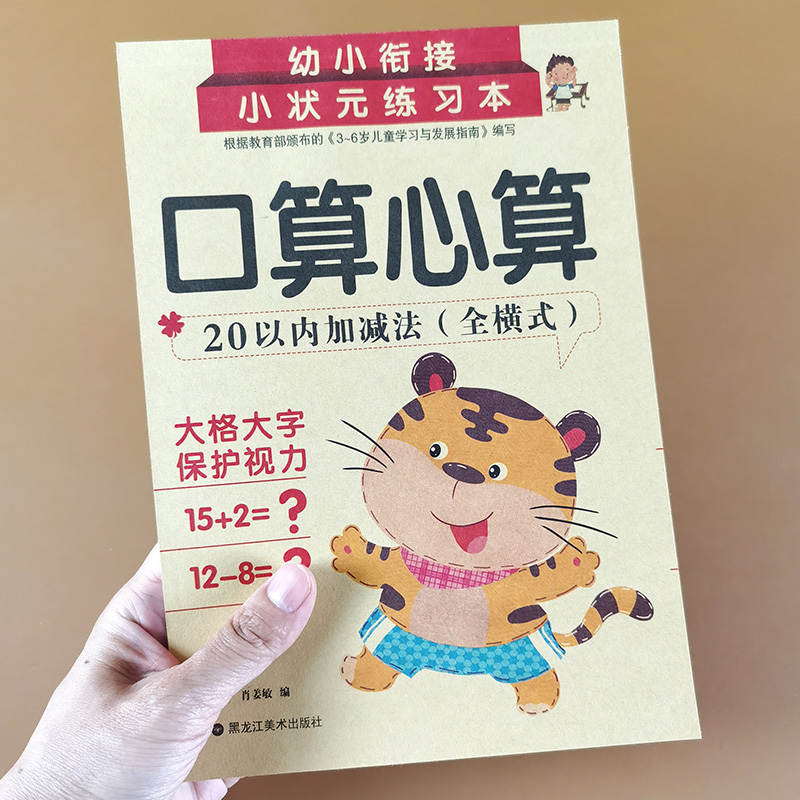 20以内加减法 全横式 带田字格口算心算速算幼小衔接口算题卡天天练学前班教材3-6岁幼儿园数学练习册算数本进位退位混合入学准备 - 图0