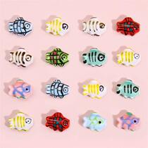 Cute 100 lap ceramic bifacial color painted printed little fish bulk beads handmade DIY bracelet necklace ornament accessories material