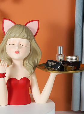 进门玄关托盘摆件鞋柜女孩客厅桌面房间钥匙收纳家居房间软装饰品