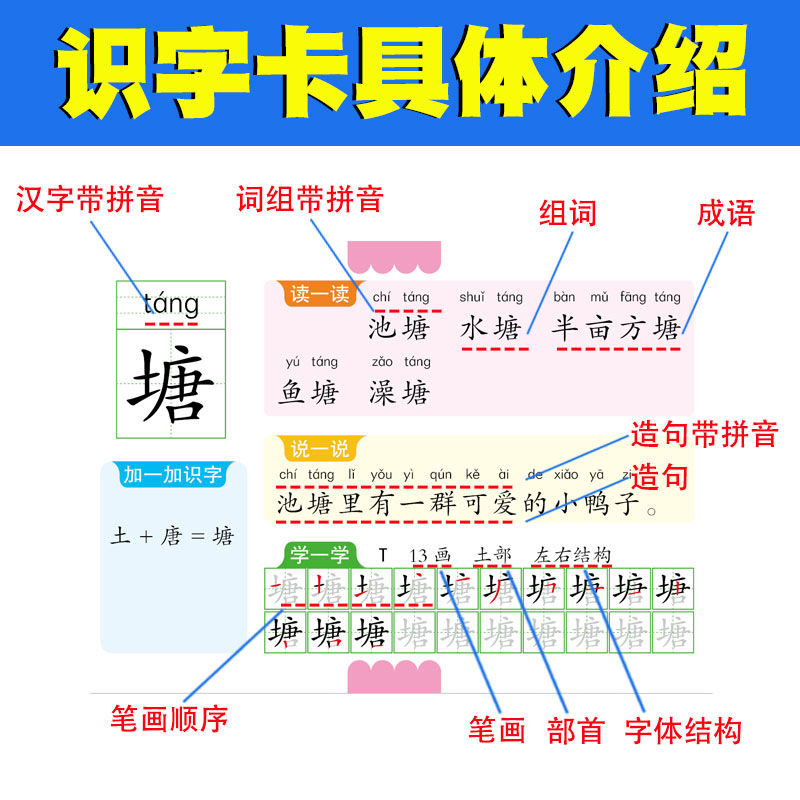 现货速发二年级语文生字卡片注音版小学二年级上册无图识字卡人教版RJ新部编教材2年级上册语文课本同步生字卡片词组笔顺-图3