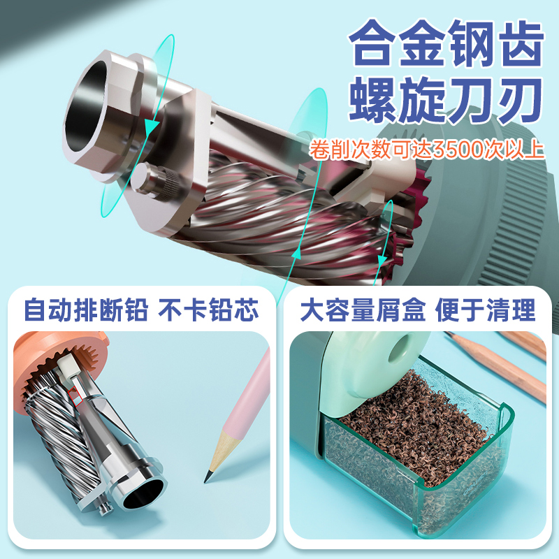 得力卷笔刀大口径手摇转笔刀特粗洞洞笔加粗铅笔削笔器小学生专用铅笔刀儿童粗杆大三角铅笔卷笔刀全能转笔刀,淘宝优惠券,粉丝福利购,淘宝优惠卷