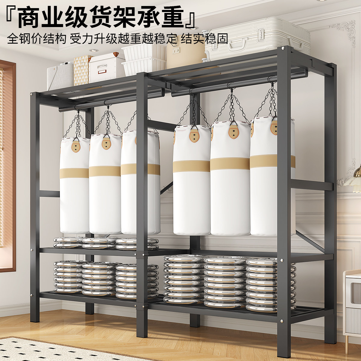 布衣柜卧室家用免安装简易出租房组装折叠全钢架加粗加厚结实耐用
