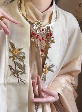 ［喜乐］古风平安锁璎珞背云流苏项链女新中式明制汉服项圈配饰品