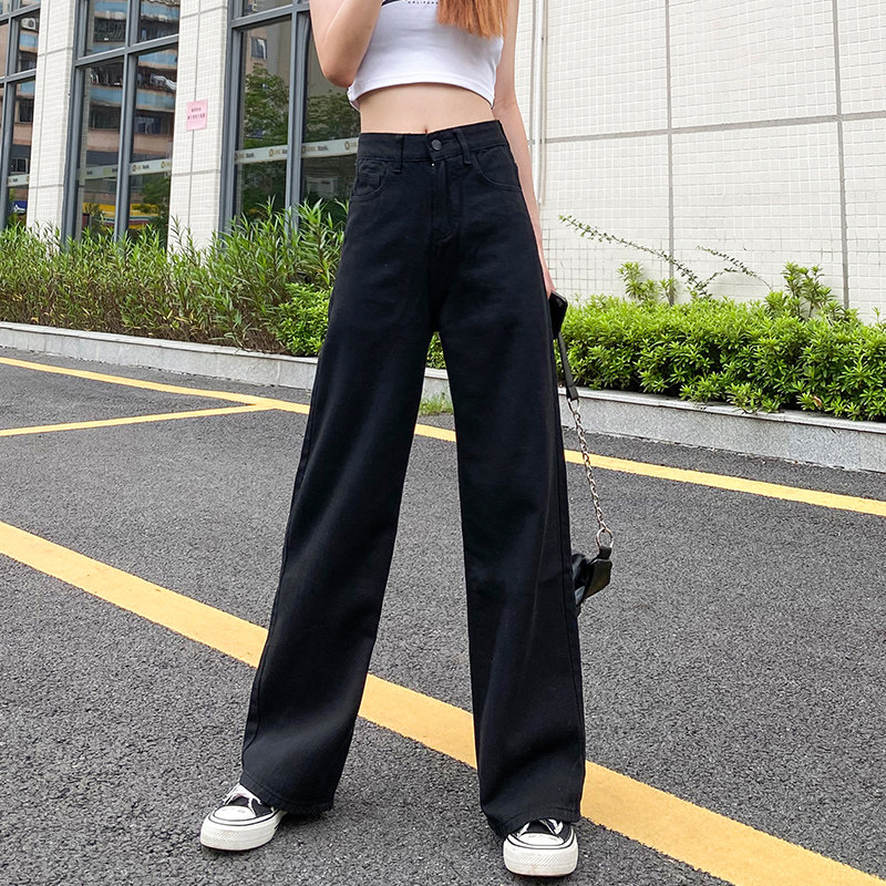 白色软牛仔阔腿裤女2020休闲裤子 艾莲奴休闲裤