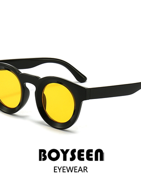 圆形黄色墨镜太阳镜男款个性果冻色欧美外贸眼镜女uv400防紫外线