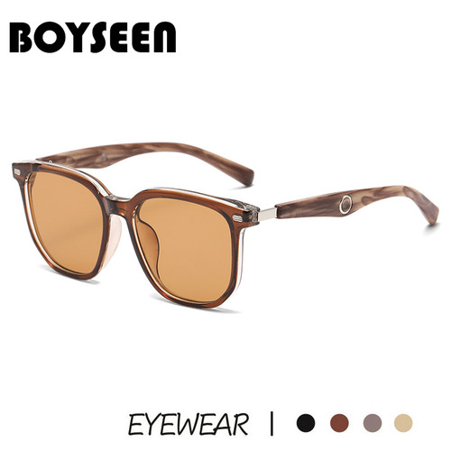 港风橄榄绿框墨镜男木纹镜腿渐变色太阳镜女防紫外线可配近视度数 - 图1