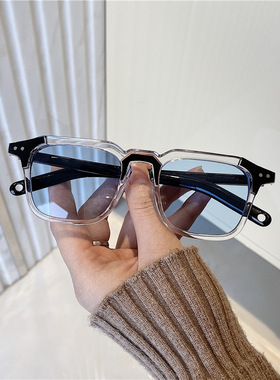 新款时尚方形网红太阳镜个性透明色多边形墨镜韩版简约线条眼镜女