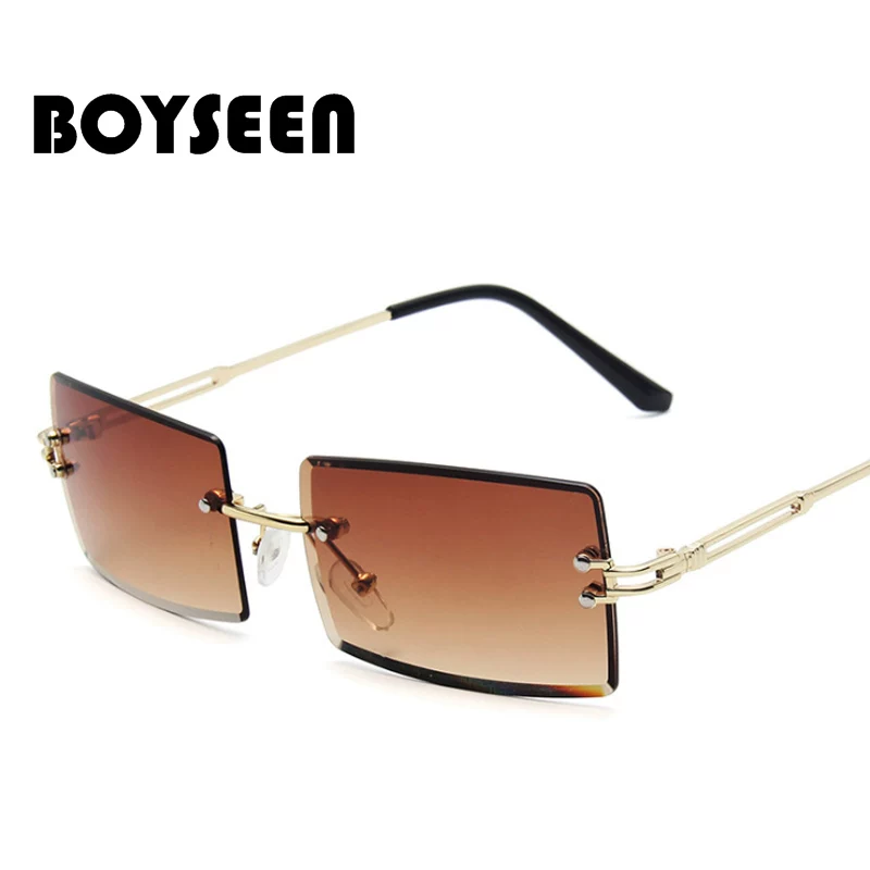 Новинки Boyseen: безрамчные острые грани солнцезащитные очки Ms. square, градиент, тренд улица, очки 16031