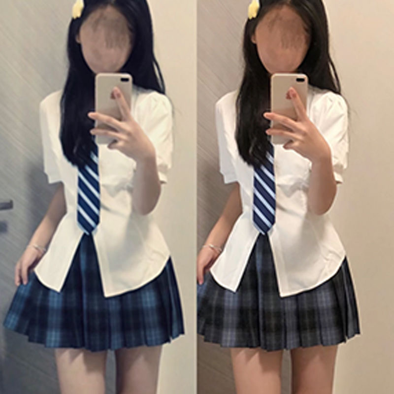 【套装】甜辣学院风jk制服衬衫女收腰显瘦制服衬衣设计感别致上衣