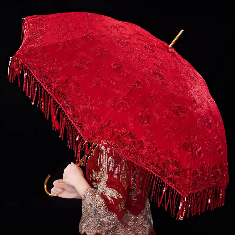 结婚红伞新娘雨伞中式婚伞迎亲婚礼陪嫁接亲出嫁喜伞高档订婚中式,淘宝优惠券,粉丝福利购,淘宝优惠卷