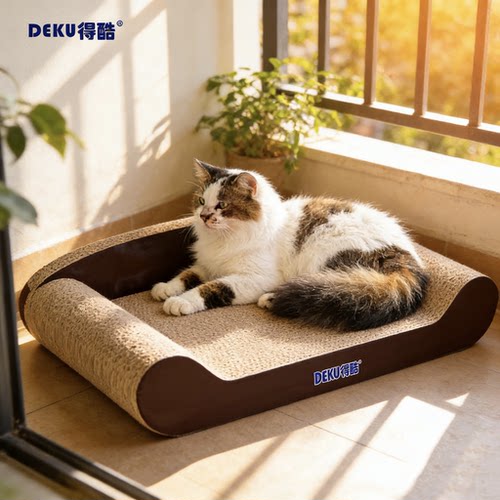 得酷大号猫抓板耐磨猫窝瓦楞纸贵妃椅猫沙发不掉屑网红加厚磨抓板 - 图2