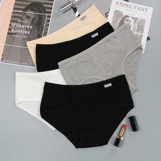 Girls pure cotton black underwear ladies gray simple