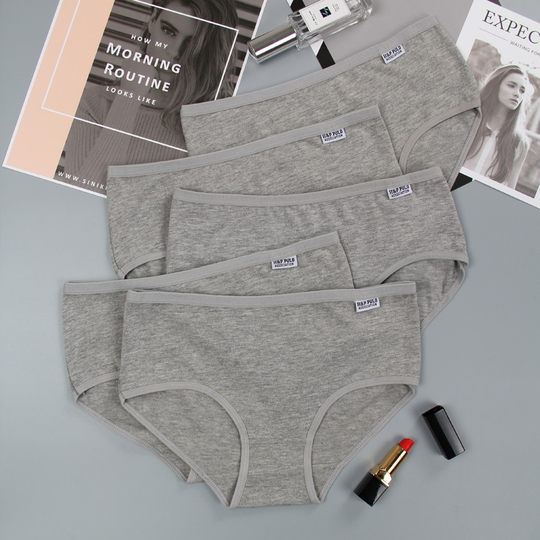 Girls pure cotton black underwear ladies gray simple
