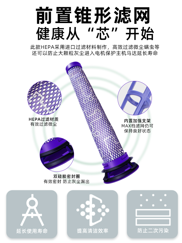 配Dyson戴森吸尘器配件滤芯吸头V10/6/V7/V8/V11/V12/V15过滤网