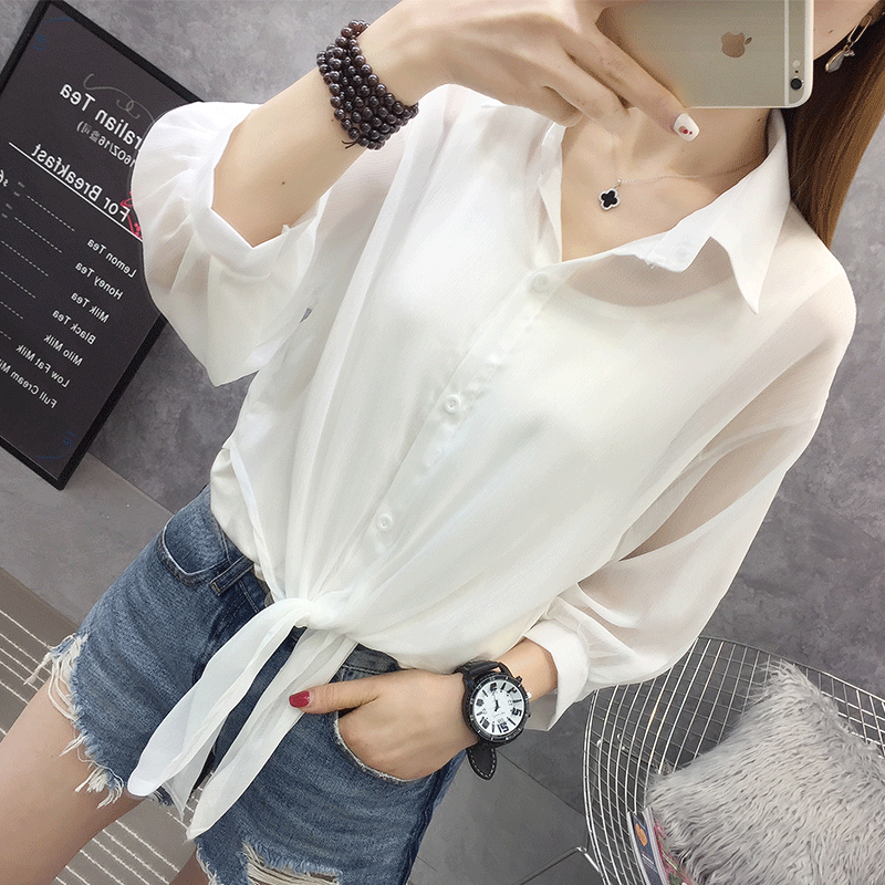 防晒衣2020新款夏季配吊带裙子衬衫 佳人宣言蕾丝衫/雪纺衫