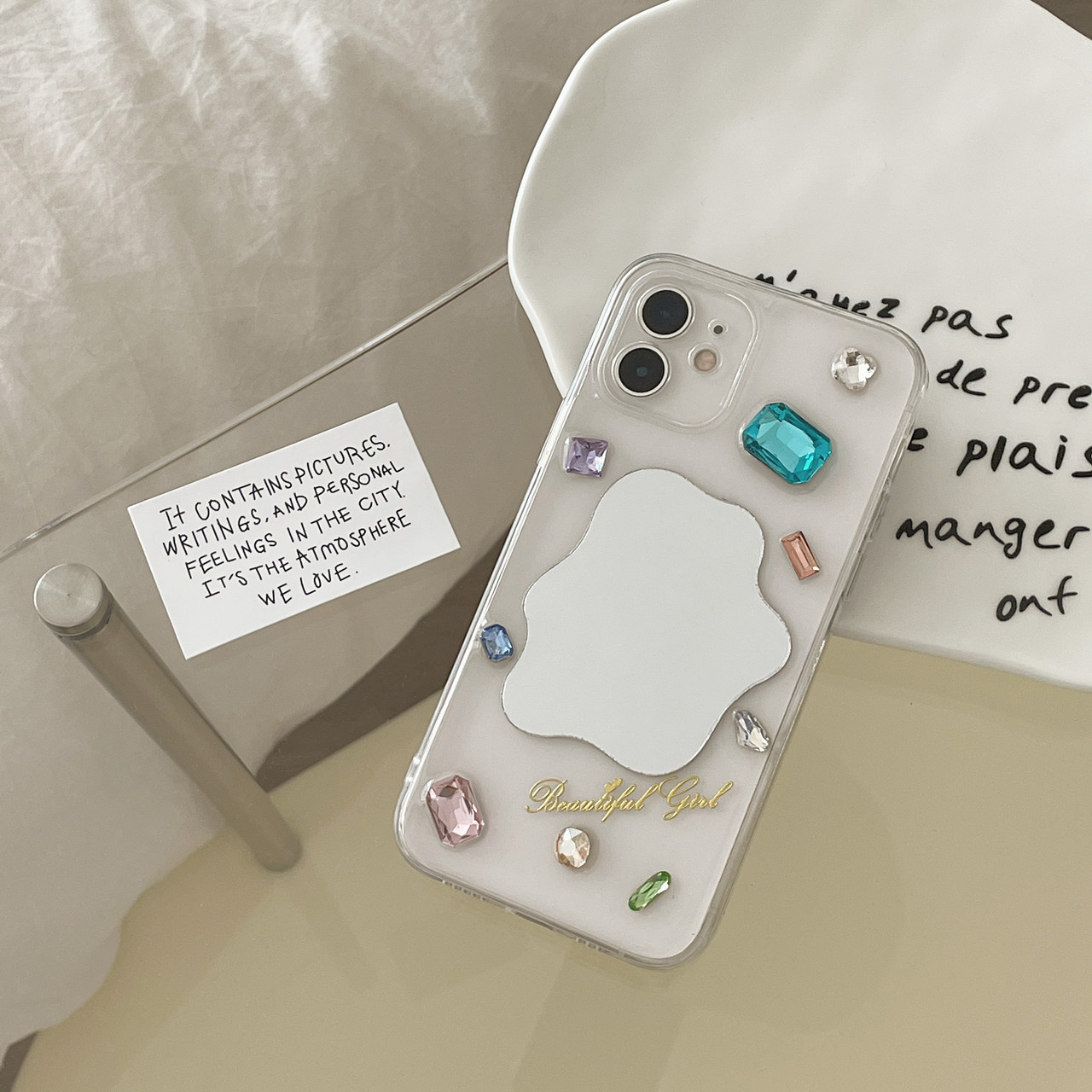 高级奢华水钻手机壳适用苹果17promax 16 15 14 13手机壳补妆小镜子12立体XR滴胶定制7 8plus新款se2代保护套 - 图0