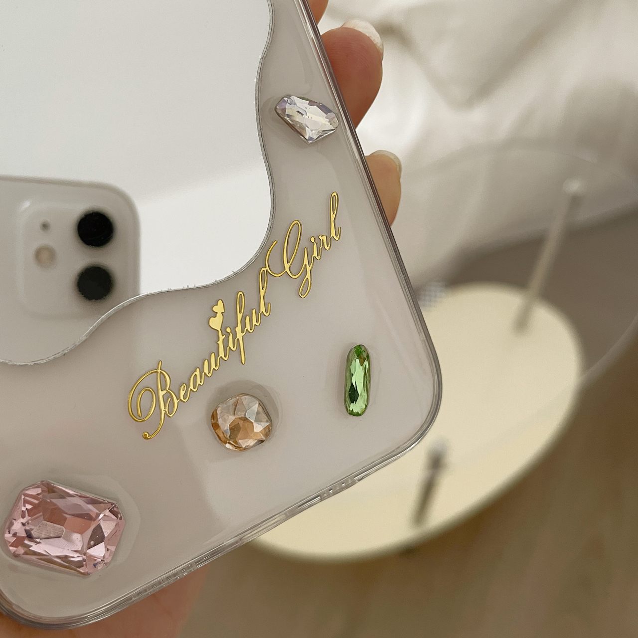 高级奢华水钻手机壳适用苹果17promax 16 15 14 13手机壳补妆小镜子12立体XR滴胶定制7 8plus新款se2代保护套 - 图2