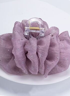 云朵绉纱满天星泡泡大蝴蝶结抓夹女网纱鲨鱼夹后脑勺头花新款头饰
